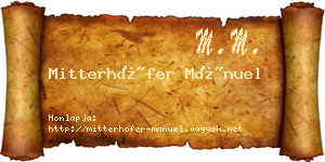 Mitterhöfer Mánuel névjegykártya